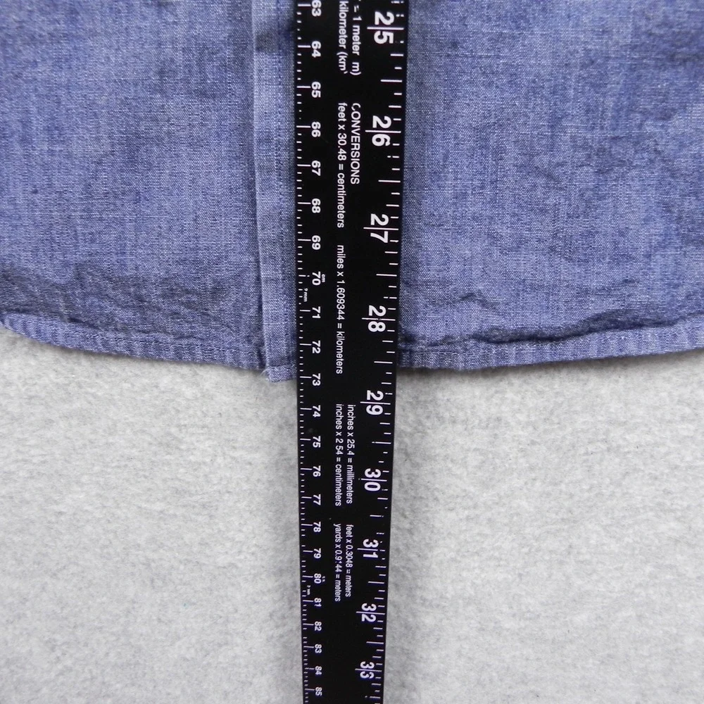Banana Republic Shirt Mens Small Chambray Double Pocket Button Blue Long Sleeve
